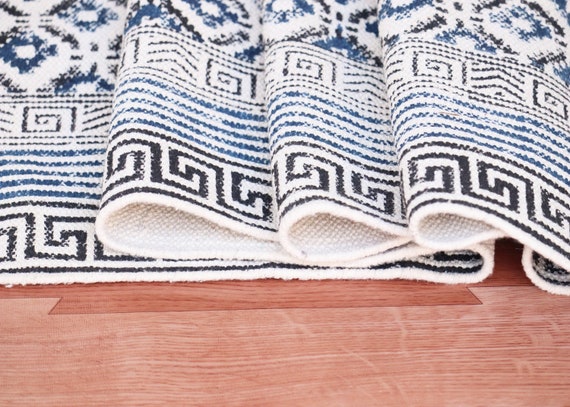 6x8 Feet Indian Cotton Rug Hand Weave Rug Custom Size Rug Block Print Rug  Traditional Area Rugs, Kitchen, Indoor, Outdoor, Boho Patio Rug 