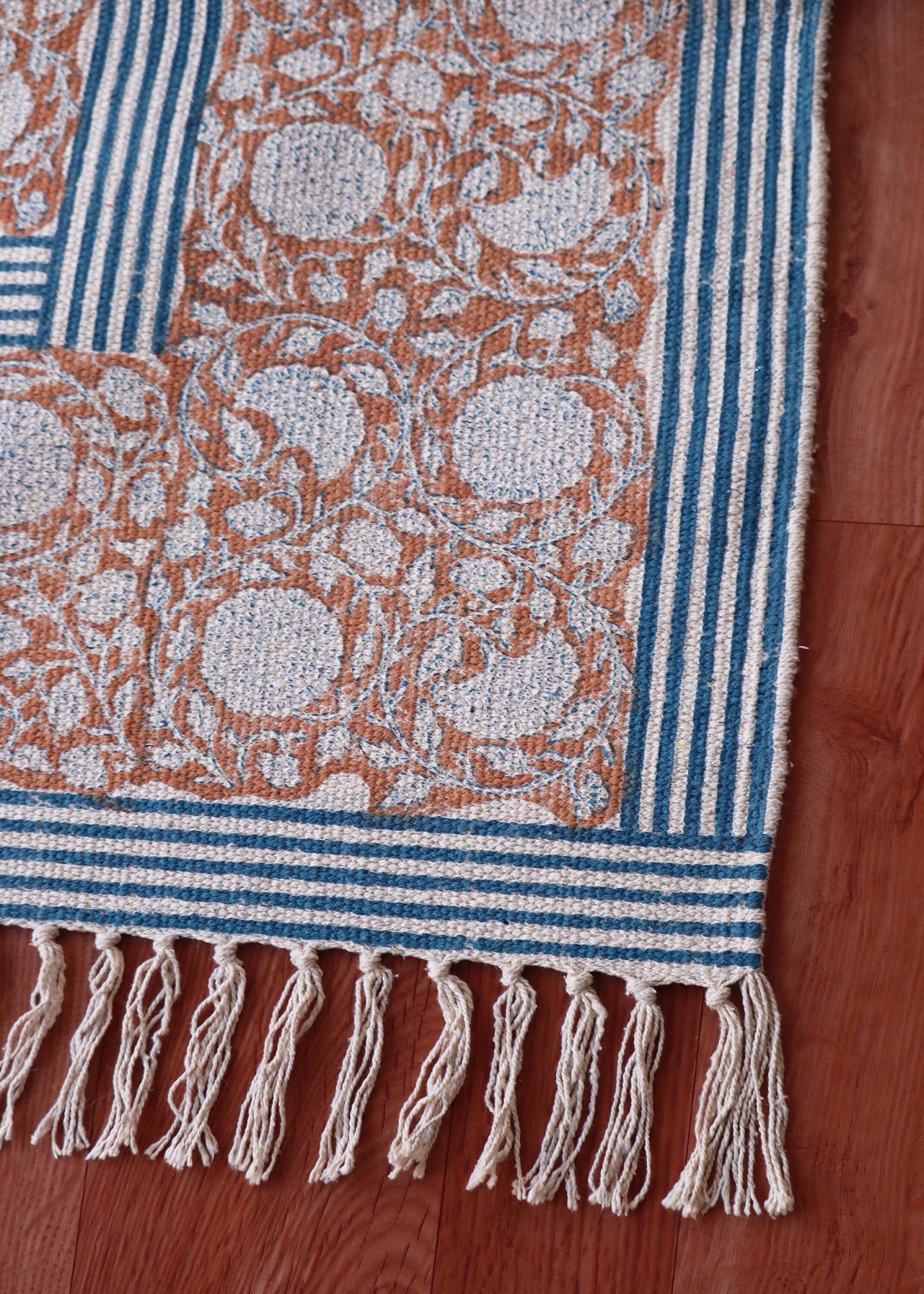 6x8 Feet Handmade Cotton Rug Brown Color Area Rug Outdoor Patio Rug