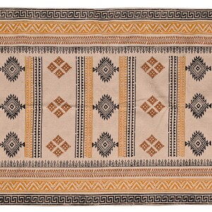Handmade Cotton Block Print Rug: Bohemian Home Decor