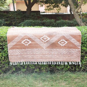 Indian Handmade Rug, Block printed Rug, Rust Cotton Rug, Bedroom Rug, Large Area Boho Rug, Hallway Rug, Custom Size Rug.