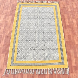 8x10 Feet Cotton Area Rug Indoor Rug Flatweave Floor Rug Kitchen Rug Handwoven Dhurrie Boho Kilim Geometric Rug Floor Decorative Rugs