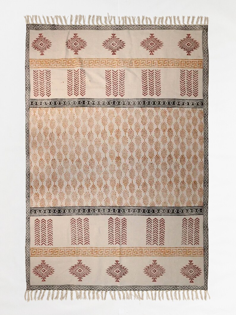 Indian Block Print Rug Floral Rug Moroccan Vintage Rug - Etsy