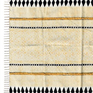 3x5 Ft Indian Cotton Dhurrie Rug Hand Block Print Rug Yellow Black ...