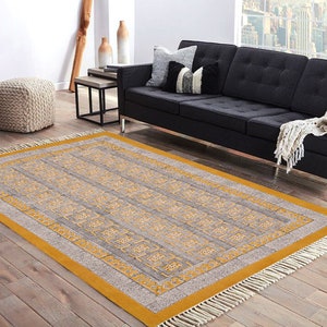Cotton area rug Indian handmade rug Hand block printed rug Outdoor yoga mat Cotton carpet Kitchen kilim Living room rug 5x8 feet