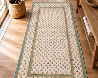 Cotton Dhurrie Rug, Handmade Rug 8x10 Ft | Bohemian Large Area Rug | Indian Flatweave Natural Dye Cotton Rug for Living Room Dining Bedroom