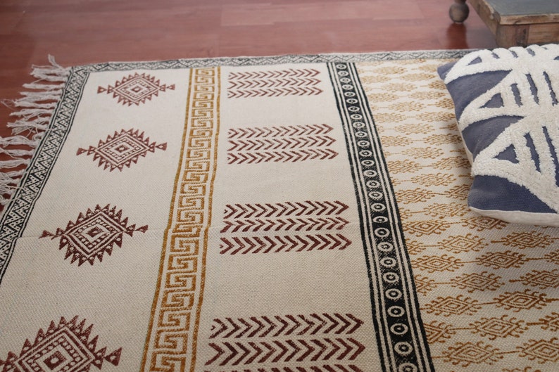 Indian Block Print Rug Floral Rug Moroccan Vintage Rug - Etsy