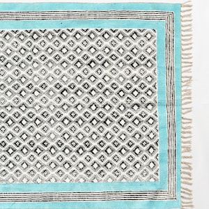 5x5 6x6 8x8 Feet Area rug Handmade cotton rug Block printed rug Outdoor rug Cotton rug washable Rug by living room Oriental vintage rug