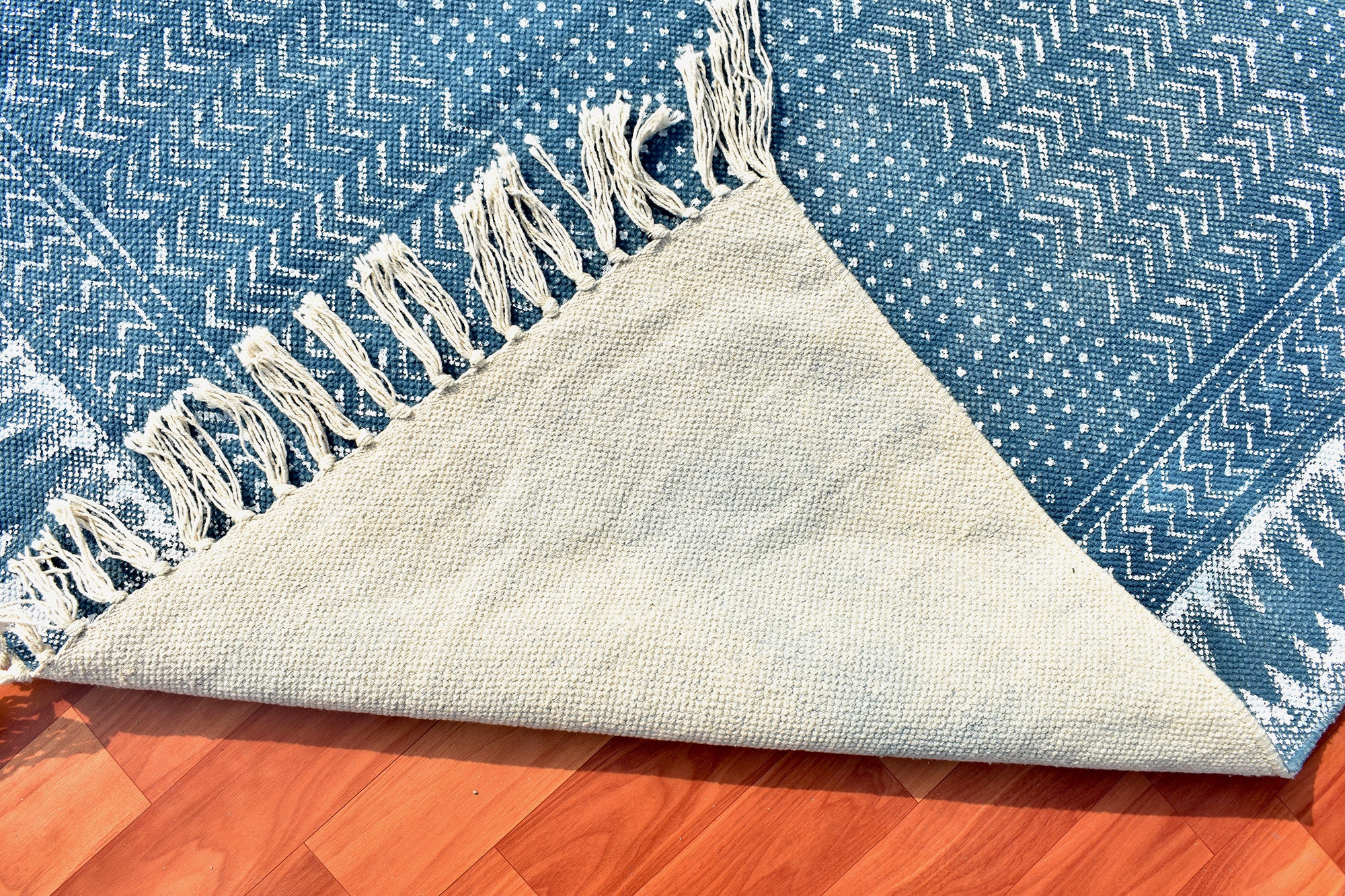 6x9 Feet Indian Hand Block Print Rug Indigo Blue Color Rug Geometric ...