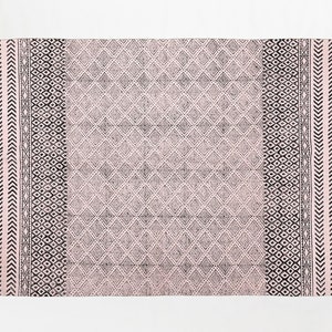 Hand Block Print Cotton Dhurrie Rug - 4x6 ft Living Room Rug