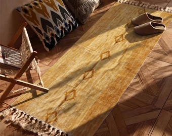 Cotton Dhurrie Rug, Hand Block Printed Cotton Dhurrie Rug: Boho Flatweave Area Rug, Geometric Indian Rug for Living Room, Jaipur Artisan