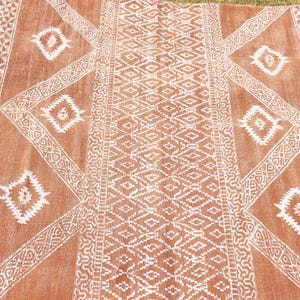 Indian Handmade Rug, Block printed Rug, Rust Cotton Rug, Bedroom Rug, Large Area Boho Rug, Hallway Rug, Custom Size Rug.