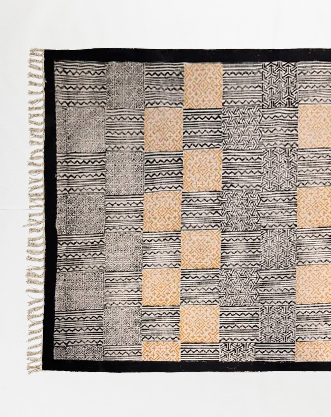 Handmade Moroccan Area Rug Hand Block Print Cotton Rug: 3x5 Feet ...