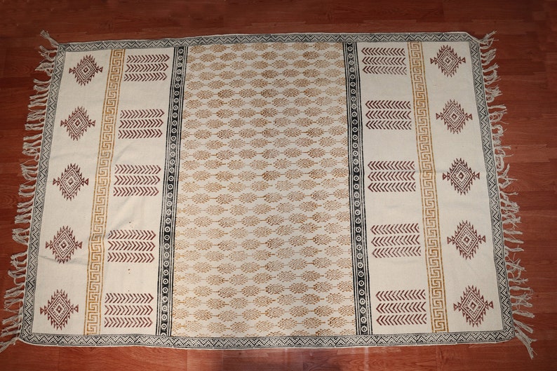 Indian Block Print Rug Floral Rug Moroccan Vintage Rug - Etsy