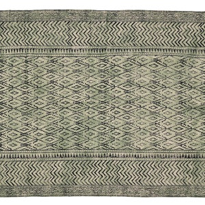 Handmade Block Print Cotton Rug: Bohemian Indian Decor, 5x8 Feet