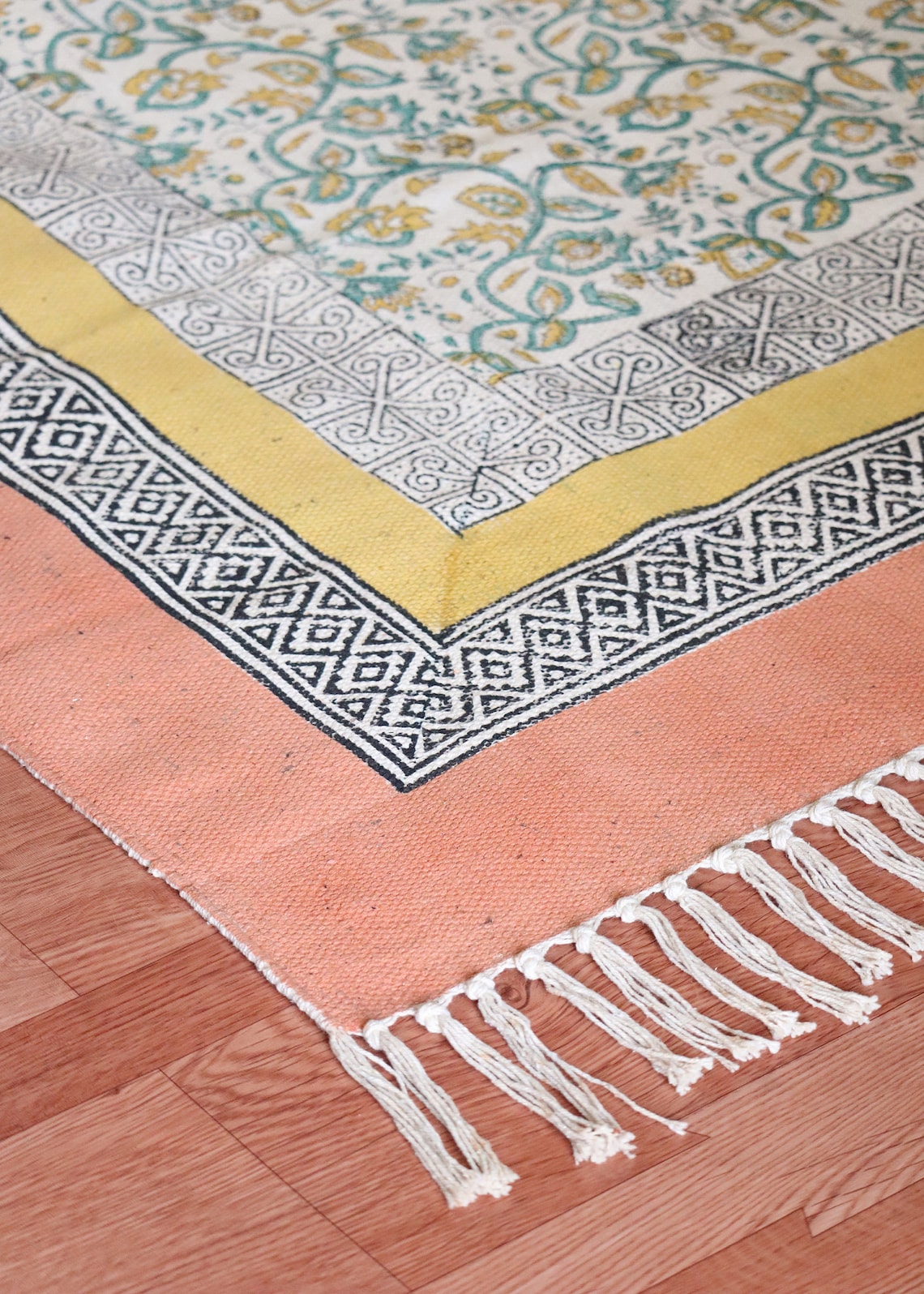 4x6 Feet Rug Vintage Cotton Rug Block Printed Dhurrie Rug Etsy