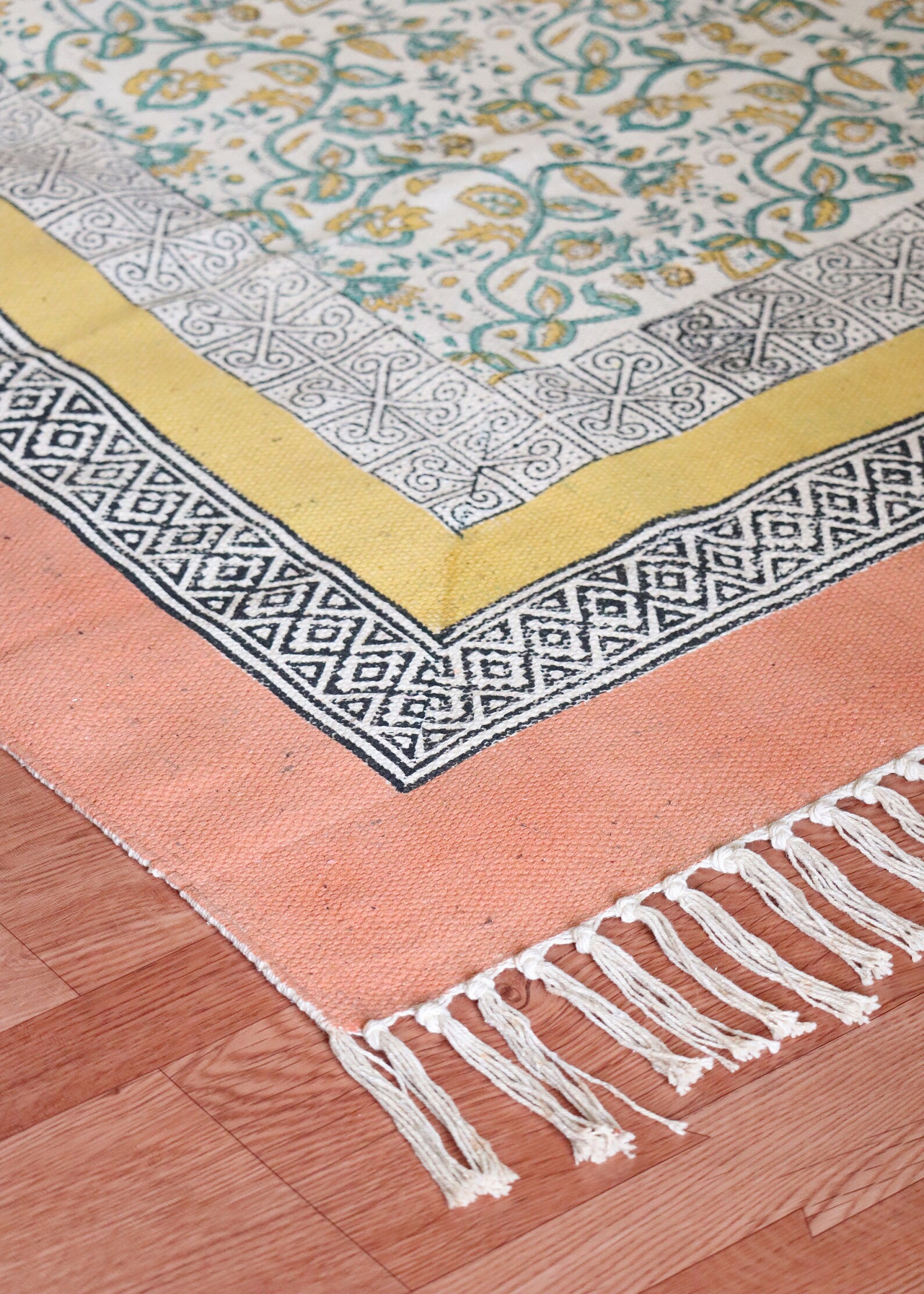 4x6 Feet Rug Vintage Cotton Rug Block Printed Dhurrie Rug Etsy