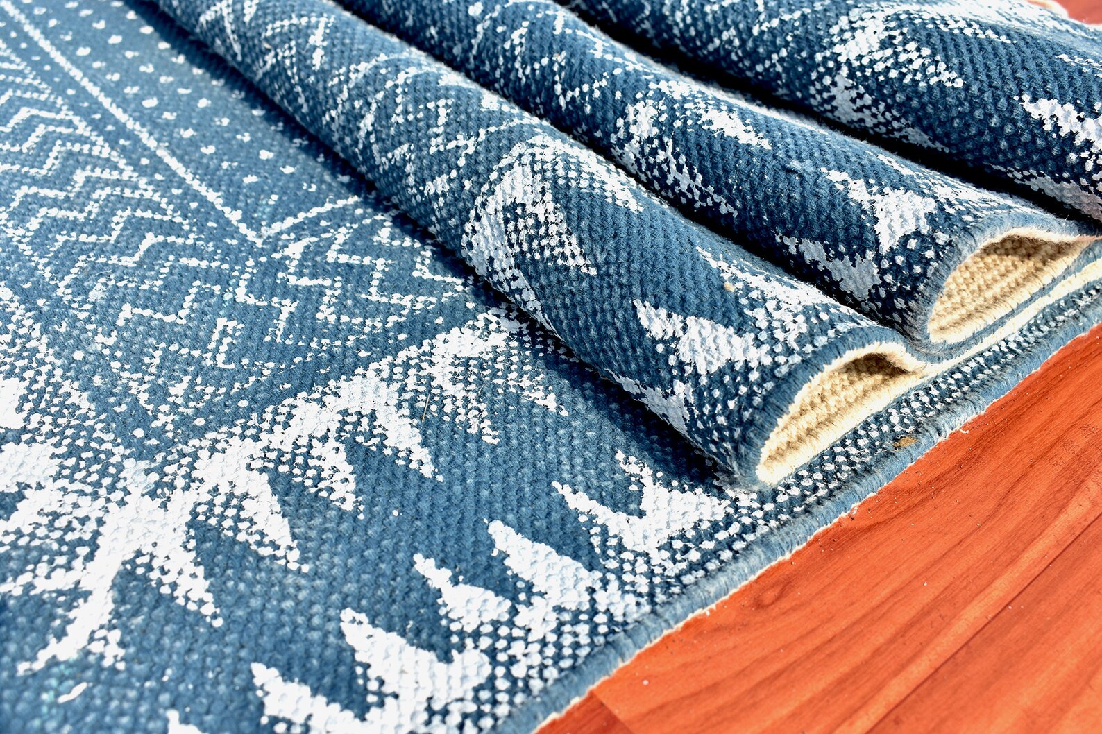 Indigo Blue Rug 3x10 4x10 Ft Handmade Cotton Rug Cotton Runner Rug ...