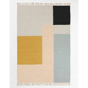Hand Block Print Rug Multicolor Cotton Handmade Rug Area Rug Bedroom Rug Navajo Rug Cotton Kilim Rug Rectangular Modern Rugs