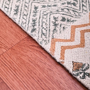 Extra Large Rug Hand Block Print Rug Modern Floral Rug, Boho Throw Rug ...