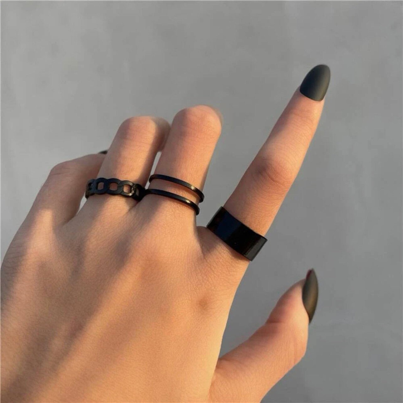 16pcs Black Rings Stackable Jewellery Accessories Etsy UK