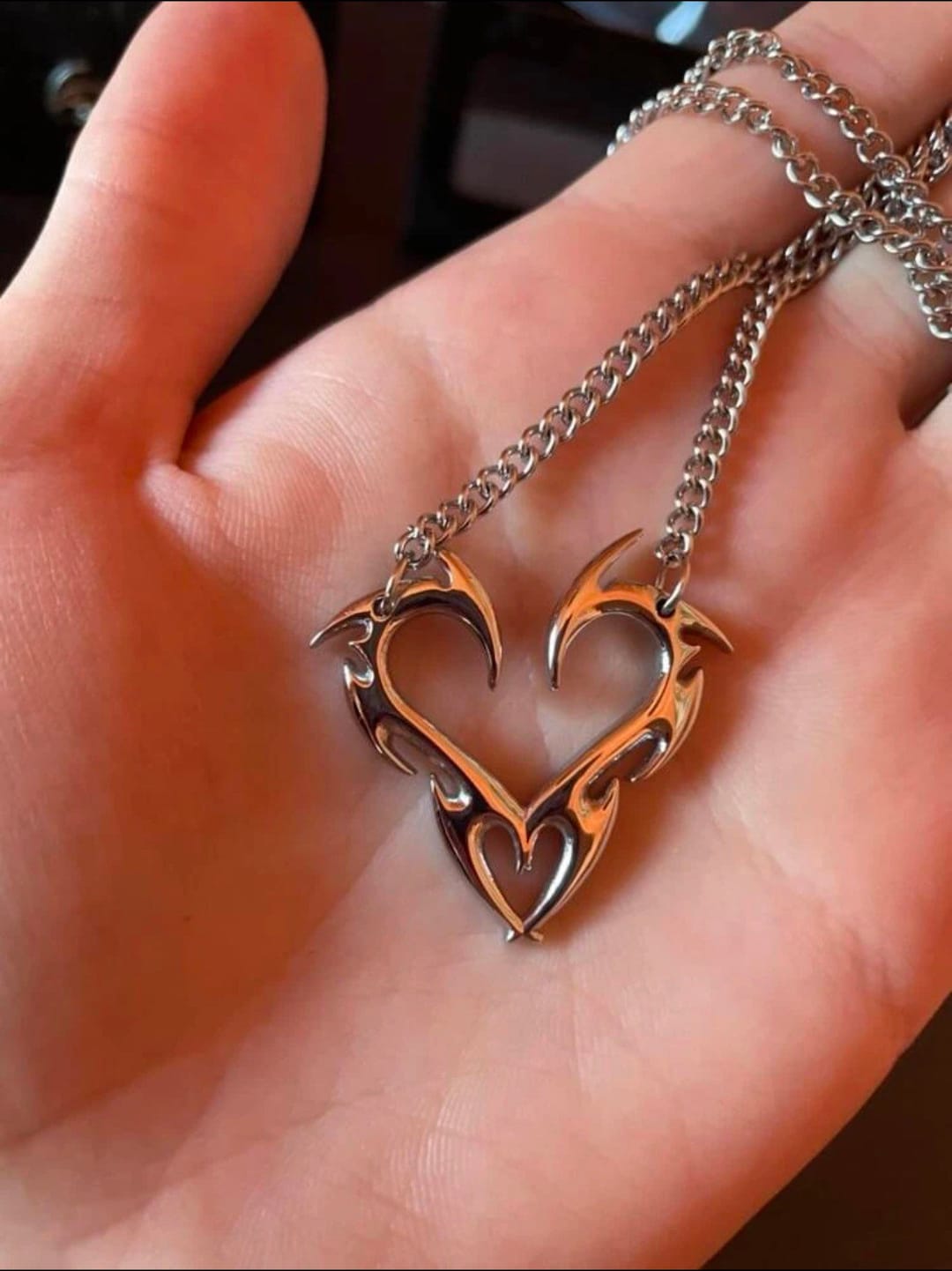 Gothic Heart Necklace Chain Pendant Jewellery Accessory Etsy