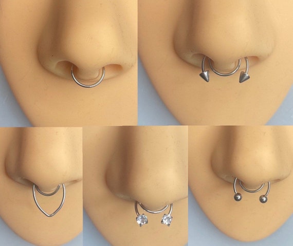 Fake barbell septum piercing sale