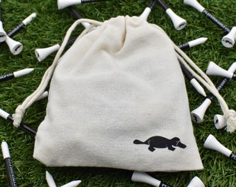 Platypus Golf Co. - 50 Pack Bamboo Golf Tees, 2 3/4" Height, Includes Reusable Cotton Drawstring Pouch with Platypus Logo