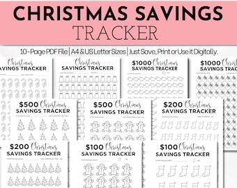 Christmas Savings Tracker Christmas Savings Challenge | 1k Savings Challenge | Christmas Challenge Savings Chart | Christmas Money Challenge