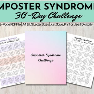 Imposter Syndrome Challenge Printable | 30-Day Mindset Challenge | Growth Mindset Overcoming Imposter Syndrome | Entrepreneur Mindset Shift