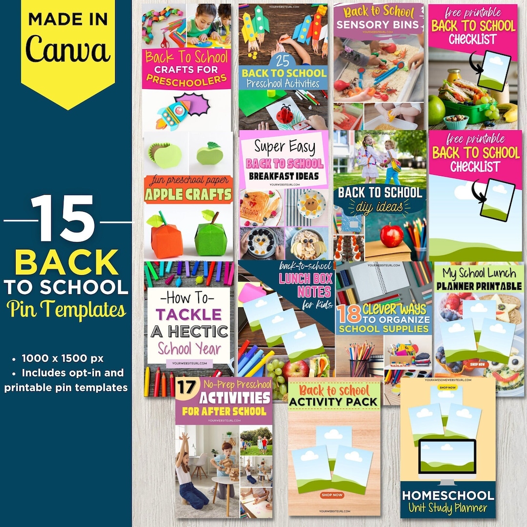 Back to School Pinterest Templates, Pin Templates, Pinterest Marketing ...