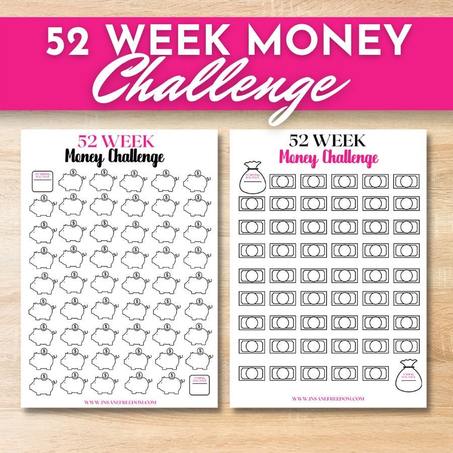 52 Week Savings Challenge Printable 52 Week Money Saving Etsy