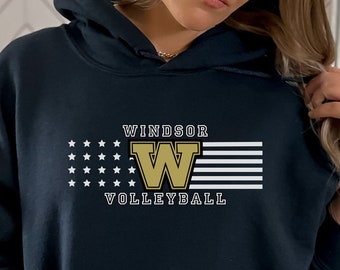 Sudadera de voleibol de Windsor en negro, escuela secundaria de Windsor, sudadera de voleibol,
