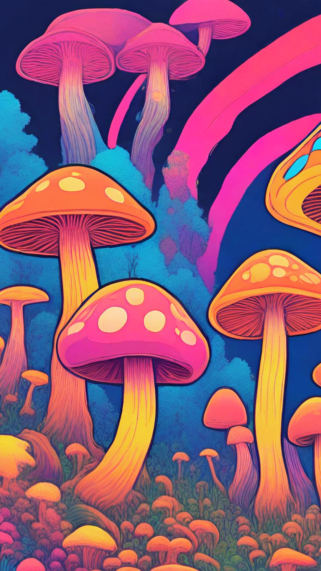 Psychedelic Bright Mushroom Phone Wallpaper Etsy