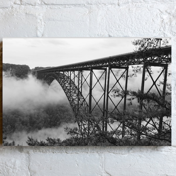 New River Gorge Bridge- Black and White Photography, Digital Download