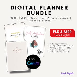 Digital Planner Bundle, PLR/MRR Resell Rights, Edit and Sell Canva Templates, Digital Files Ready to Download