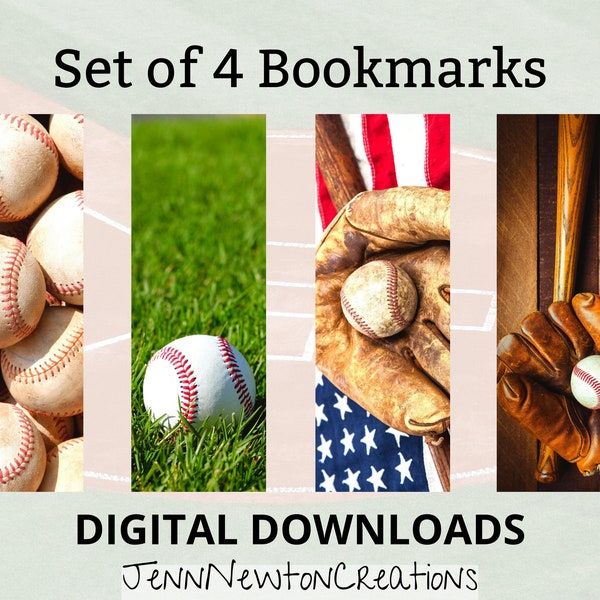 Baseball Printable Bookmarks for teenage boys or girls. DIGITAL DOWNLOAD- Can be personalized.