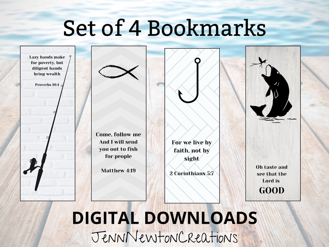 Fishing Printable Bookmarks With Scriptures for Men. DIGITAL | Etsy