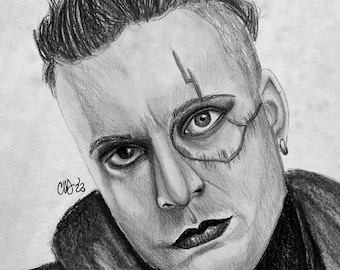 Justin Morrow, Motionless in White, aangepaste originele tekening 2023