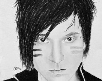 Jake Pitts, Black Veil Brides custom drawing Print