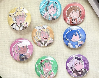 Pines de botón VOCALOID // KAITO, MEIKO, Miku, Rin, Len, VFlower, Luka, Gumi // 1.5"