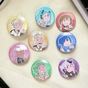 VOCALOID Button Pins || KAITO, MEIKO, Miku, Rin, Len, VFlower, Luka, Gumi || 1.5&quot;