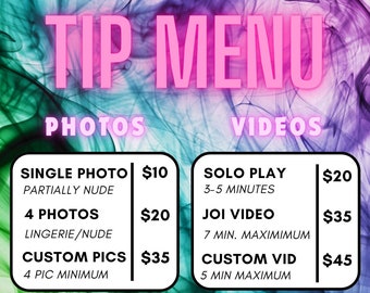 OnlyFans tip menu | Tip menu template | Canva template | Onlyfans captions | OnlyFans bundle | Digital download |