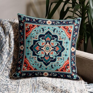 Turkish Rug Pillow Cover With Insert, Ethnic Boho Kilim Design Cushion Cover, Couch Accent Throw Pillow, Sofa Pillow, Ottoman Decor, RP9