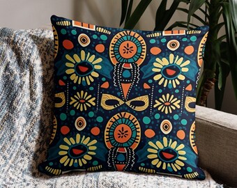 Funda de almohada estilo africano bohemio con inserto, almohada decorativa con patrón geométrico étnico chitenge, decoración del hogar para sofá, almohada tribal