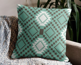 Sage Green Southwestern Pillows, Boho Pillows, Tribal Decorative Pillow, Accent Pillow, Kilim Pillow, Aztec Pillow, Pillow Cover + Insert