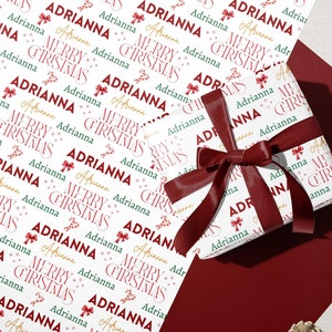 Personalized Christmas Wrapping Paper with Custom Name, Festive Merry Christmas Decorative Paper, Customized Holiday Gift Wrap, Unique Gift