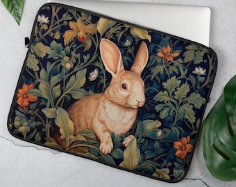 Rabbit Laptop Sleeve For MacBook Air William Morris Style, Designer Laptop MacBook Pro Sleeve, MacBook Air 13 inch sleeve, 15" Macbook Case