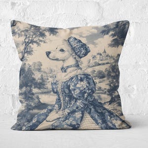 Toile de Jouy Greyhound Throw Pillow Cover with Insert - Charming Rococo Design for French Country & Cottagecore Decor, Vintage Home Decor