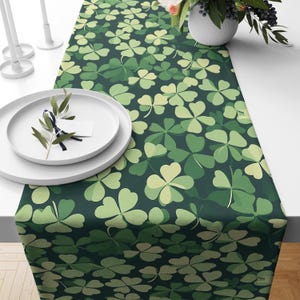 Shamrock Table Runner, Lush Green Pattern for St. Patrick’s Day, Festive Irish Decor, Rustic & Modern Home Styling, Dining Table Centerpiece