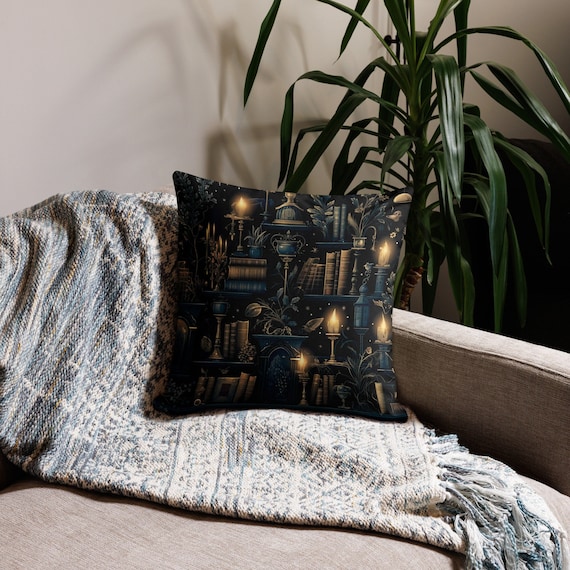 Dark Academia Aesthetic Pillow Cover With Insert, Forestcore Decorative Throw Pillow, Black Farmhouse Decor, Dark Cottagecore Pillow 2